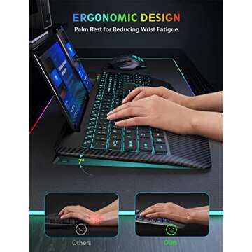 Ergonomic Wireless Keyboard and Mouse Combo with Backlights
