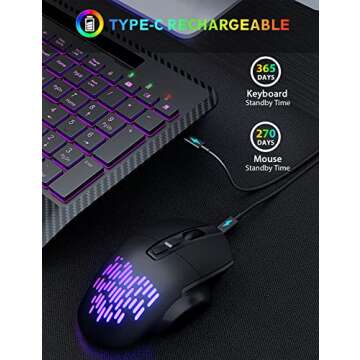 Ergonomic Wireless Keyboard and Mouse Combo with Backlights