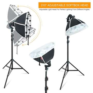 LINCO Lincostore Photography Studio Lighting Kit Arm for Video Continuous Lighting Shadow Boom Box Lights Set Headlight Softbox Setup with Daylight Bulbs AM262