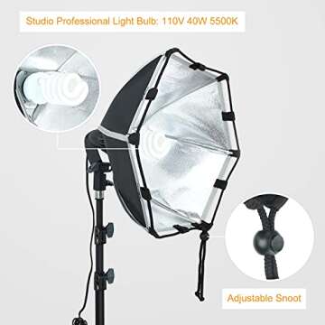 LINCO Lincostore Photography Studio Lighting Kit Arm for Video Continuous Lighting Shadow Boom Box Lights Set Headlight Softbox Setup with Daylight Bulbs AM262