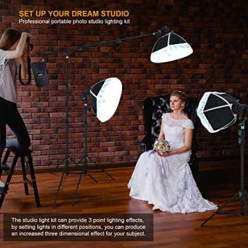 LINCO Lincostore Photography Studio Lighting Kit Arm for Video Continuous Lighting Shadow Boom Box Lights Set Headlight Softbox Setup with Daylight Bulbs AM262