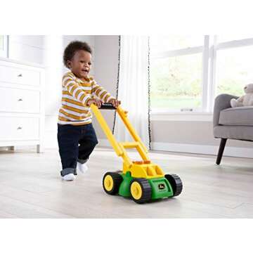 John Deere Electronic Toy Lawn Mower - Lawn Mower Toy with Interactive Sounds and Buttons - Toddler Outdoor Toys - Summer Toys - Ages 2 Years and Up,Green