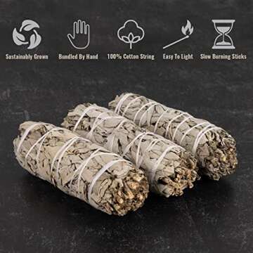 Wish Well Sage Smudge Kit - 3 White Sage Sticks, 2 Palo Santo Sticks, Abalone Shell, Stand, Smudging Feather, 7 Chakra Stones & Crystal Bracelet ~ Sage Incense Sticks for Cleansing House & Meditation