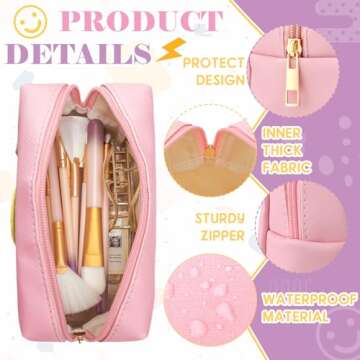 Spiareal 4 Pcs Preppy Patch Makeup Bag Set for Women