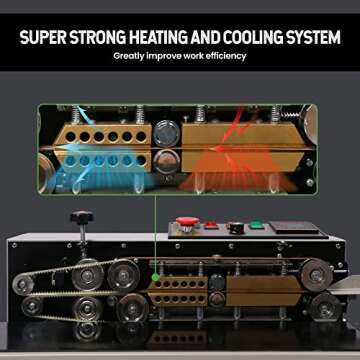 U.S. SOLID Continuous Bag Band Sealer Sealing Machine, Automatic Horizontal Band Sealer with Digital Temperature Control for 0.02-0.08mm PVC Bags Films Stamp Coding 110V/60HZ