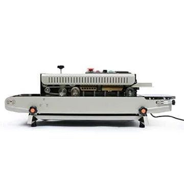 U.S. SOLID Continuous Bag Band Sealer Sealing Machine, Automatic Horizontal Band Sealer with Digital Temperature Control for 0.02-0.08mm PVC Bags Films Stamp Coding 110V/60HZ