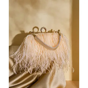 Elegant Tessco Ostrich Feather Tote Bag for Special Events