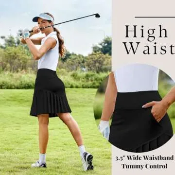 Stylish PINSPARK Golf Skirts with Built-in Shorts