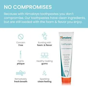 Himalaya Botanique Original Neem & Pomegranate Botanical Toothpaste, Fights Plaque, Brightens Teeth, Fluoride Free, No Artificial Flavors, SLS Free, Cruelty Free, Foaming, Mint Flavor, 5.29 Oz,1 Pack…