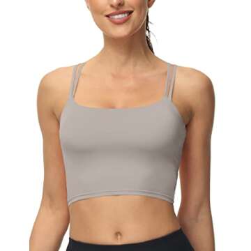 UrKeuf Women's Workout Sports Bras Fitness Low Impact Padded Backless Twist Cross Back Yoga Crop Cute Top