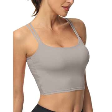 UrKeuf Women's Workout Sports Bras Fitness Low Impact Padded Backless Twist Cross Back Yoga Crop Cute Top