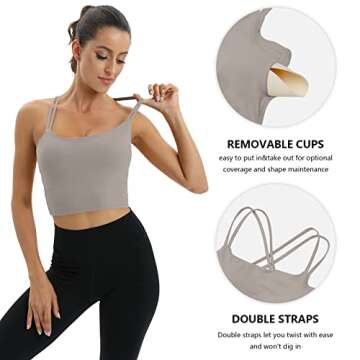 UrKeuf Women's Workout Sports Bras Fitness Low Impact Padded Backless Twist Cross Back Yoga Crop Cute Top