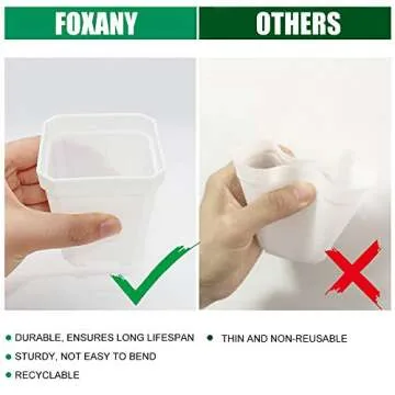 foxany 30 Pcs 3" Nursery Pot, Thick Plastic Square Flower Planting Pots, Plant Seedling Pots, 30 Seed Starting Pots with 30 Saucers - White