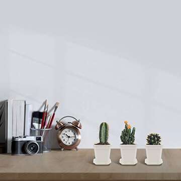 foxany 30 Pcs 3" Nursery Pot, Thick Plastic Square Flower Planting Pots, Plant Seedling Pots, 30 Seed Starting Pots with 30 Saucers - White