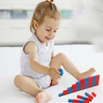 Jerliflyer Montessori Numerical Rods, Small Number Cuisenaire Rods,Wood Red Long Sticks Family Version Math Number Rods,Kid Education