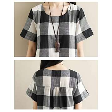 Stylish Mordenmiss Women's Plaid Linen Dress for All Ages