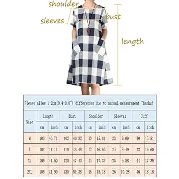 Stylish Mordenmiss Women's Plaid Linen Dress for All Ages