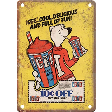 Vintage Metal Sign ICEE Funny Tin Sign Retro Ad Poster Painting Aluminum Sign Wall Art Decor Retro V...