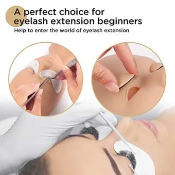 LASHVIEW Lash Mannequin Head , with 4 Pairs Replaced Eyelids Practice, Makeup Soft-Touch Rubber, Nat...