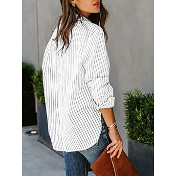 Stylish Cotton Stripes Button Up Shirt for Women