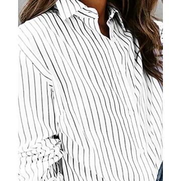 Stylish Cotton Stripes Button Up Shirt for Women