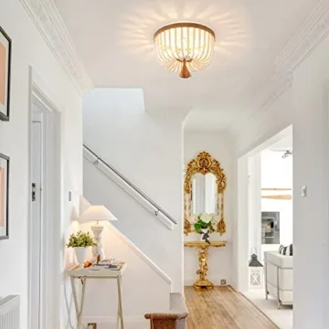 VILUXY Bohemia Wood Beaded Chandelier for Stylish Spaces