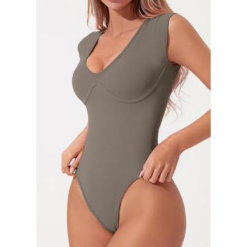 QINSEN Women's V Neck Bodysuit for Chic Summer Style