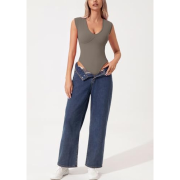 QINSEN Women's V Neck Bodysuit for Chic Summer Style