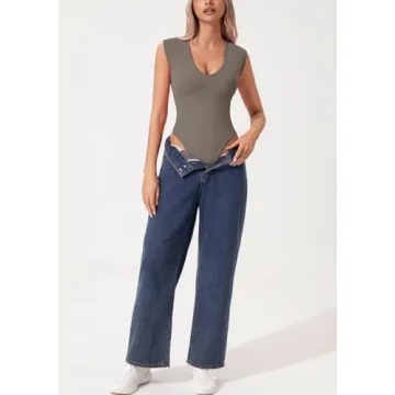 QINSEN Women's V Neck Bodysuit for Chic Summer Style