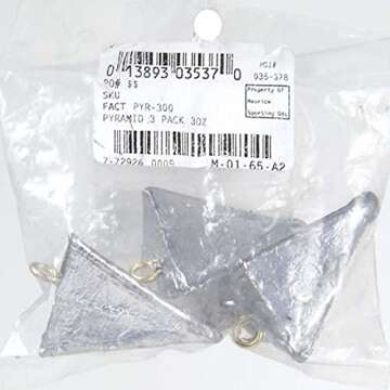 South Bend Pyramid Sinkers (Pack of 3), 3-Ounce - Ideal for Strong Currents