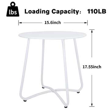 CaiFang Weather-Resistant Patio Side Table for Garden