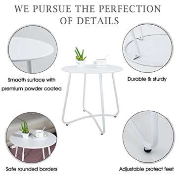 CaiFang Weather-Resistant Patio Side Table for Garden