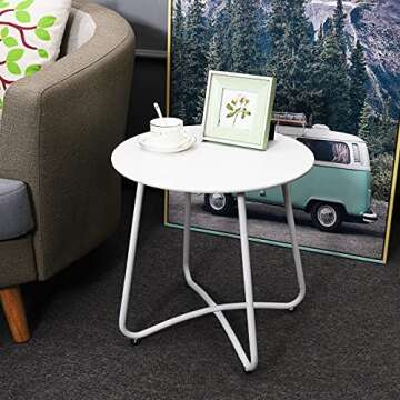 CaiFang Weather-Resistant Patio Side Table for Garden