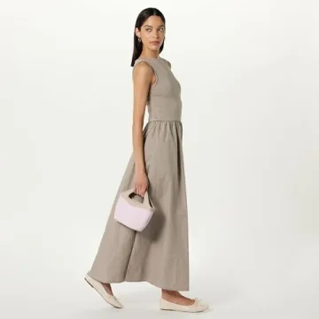 The Drop Women's Dia Mixed Fabric Midi Tank Dress Vintage Khaki