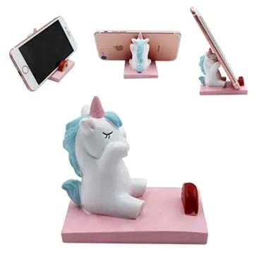 Amamcy Cute Unicorn Cellphone Holder Stand Animal Smartphone Desk Holder for All Mobile Phones Cute Phone Stand Desk Ornament