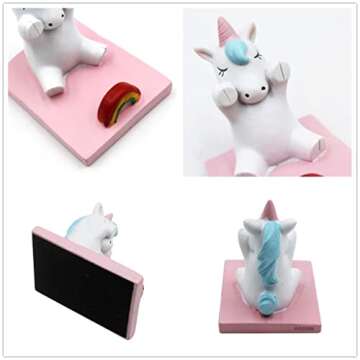 Amamcy Cute Unicorn Cellphone Holder Stand Animal Smartphone Desk Holder for All Mobile Phones Cute Phone Stand Desk Ornament