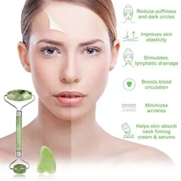 Neck Beauty Device & Facial Sculpting Tools Set of 3 - Neck Toning Exerciser + Jade Roller for Face + Gua Sha - to Improve Saggy Skin Rejuvenation & Double Chin, Define Jaw Line And Shape Vline