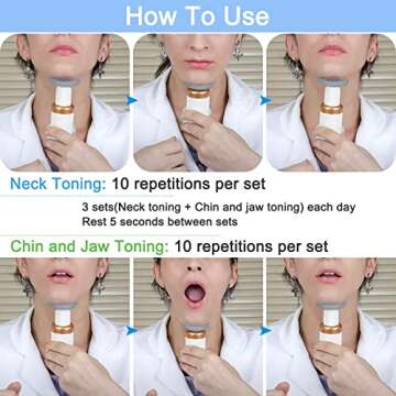 Neck Beauty Device & Facial Sculpting Tools Set of 3 - Neck Toning Exerciser + Jade Roller for Face + Gua Sha - to Improve Saggy Skin Rejuvenation & Double Chin, Define Jaw Line And Shape Vline