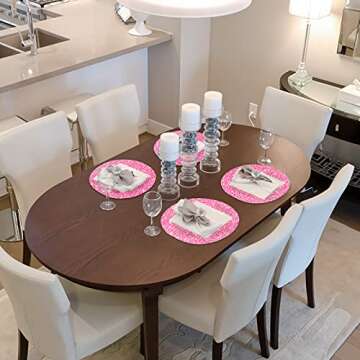 Pink Placemats Pink Glitter Sparkle Placemat for Kitchen Table Mats Place Mats for Chrismats Placemats for Weeding Party -15.4 inch Placemats Set of 4