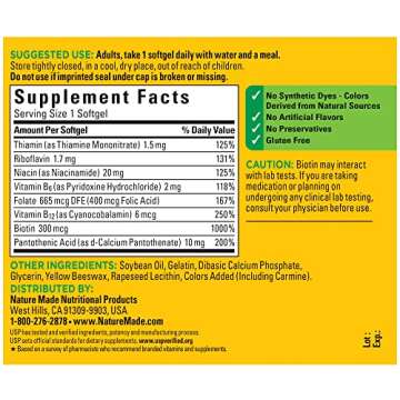 Nature Made Super B Energy Complex, Dietary Supplement for Brain Cell Function Support, 160 Softgels, 160 Day Supply