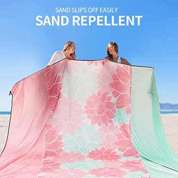 HIHOHO Beach Blanket Waterproof Sandproof Extra Large Beach Mat 79" X 83"/120"x108"for 1-8 Adults Quick Drying Durable Outdoor Picnic Mat for Beach Travel Camping Hiking