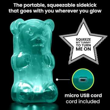 Squeezable Gummy Bear Night Light - Fun Rechargeable Lamp