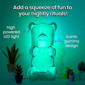 Squeezable Gummy Bear Night Light - Fun Rechargeable Lamp