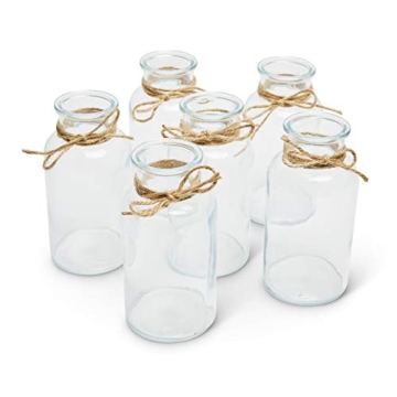 Antique Glass Bottles, 6 Pack Vintage Bottle Set, Farmhouse Rustic Home Decor, Clear/Amber/Gray Wedd...