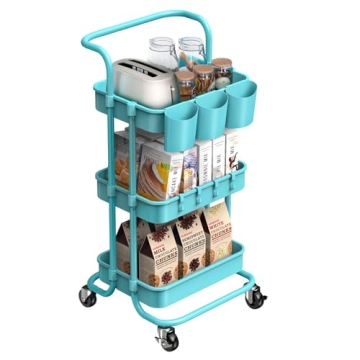 Stylish ALVOROG 3-Tier Rolling Utility Cart - Multi-Purpose Storage Solution