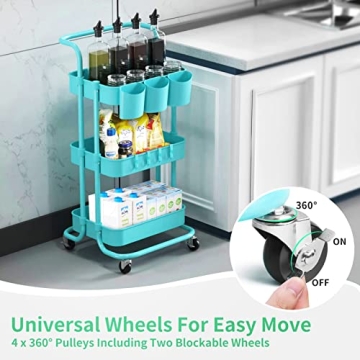 ALVOROG 3-Tier Rolling Utility Cart for Home Organization