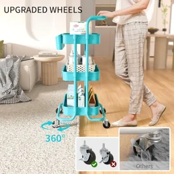 ALVOROG 3-Tier Rolling Utility Cart for Home Organization