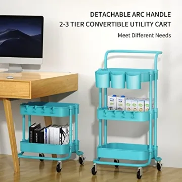 ALVOROG 3-Tier Rolling Utility Cart for Home Organization