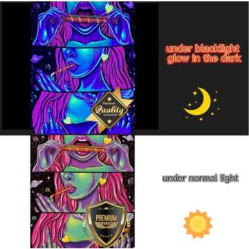 Trippy Tapestry Blacklight Tapestry Weed Tapestry for Stoner Wall Tapestry for Bedroom Room Accessories Cannabis Accessories Weed Smoking Accessories Trippy Room Decor Weed Accessories Posters 60”x40”