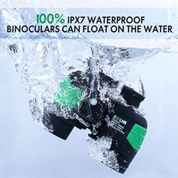 ESSLNB 7X50 Marine Binoculars IPX7 Waterproof Binoculars for Boating with Illuminated Rangefinder and Compass BAK4 Prism FMC Military Floating Binoculars for Navigation Hunting w/Bag and Strap